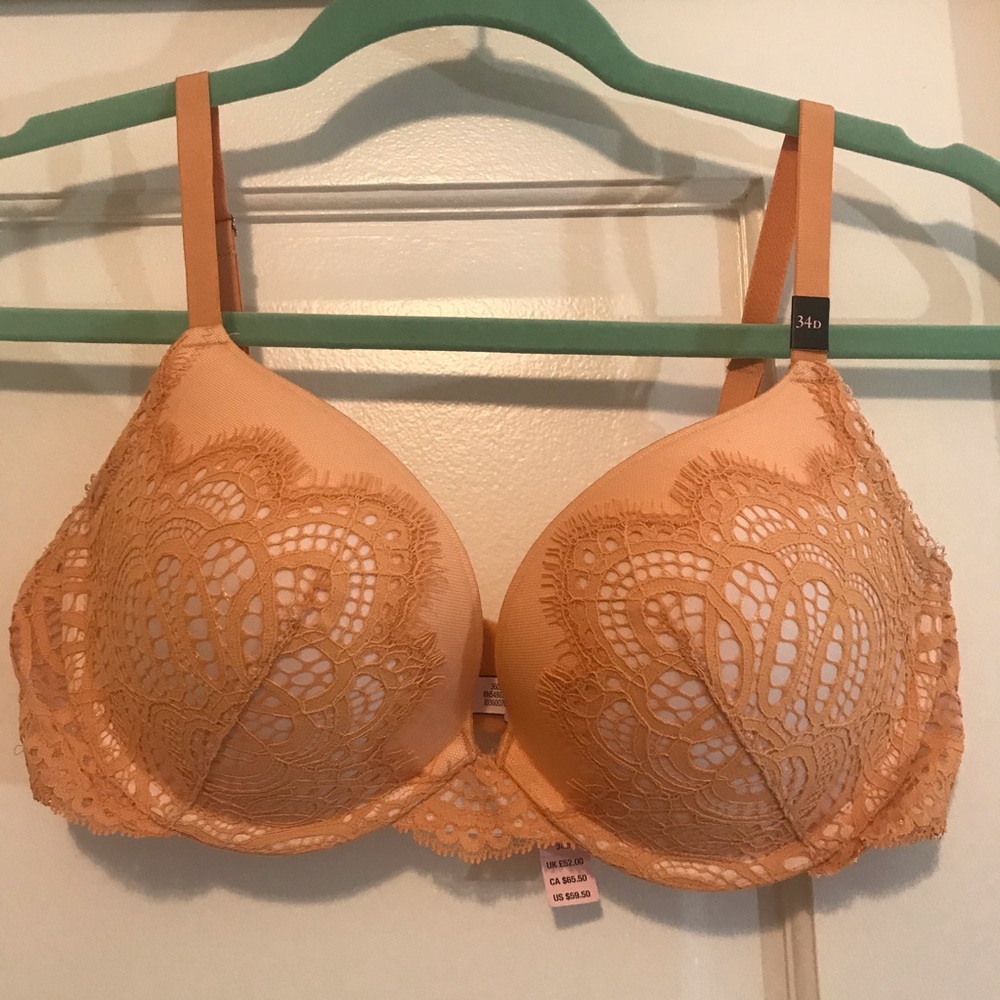 Victoria’s Secret Dream Angels orange lace bra 34D